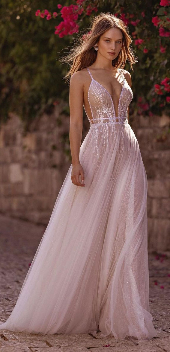 50+ Wedding Dress Trends 2023 : Spaghetti Straps Weightless A-Line Gown