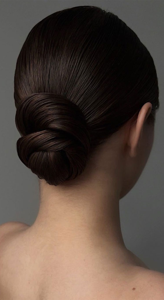40 Updo Hairstyles Perfect For Any Occasion : Sleek Low Bun