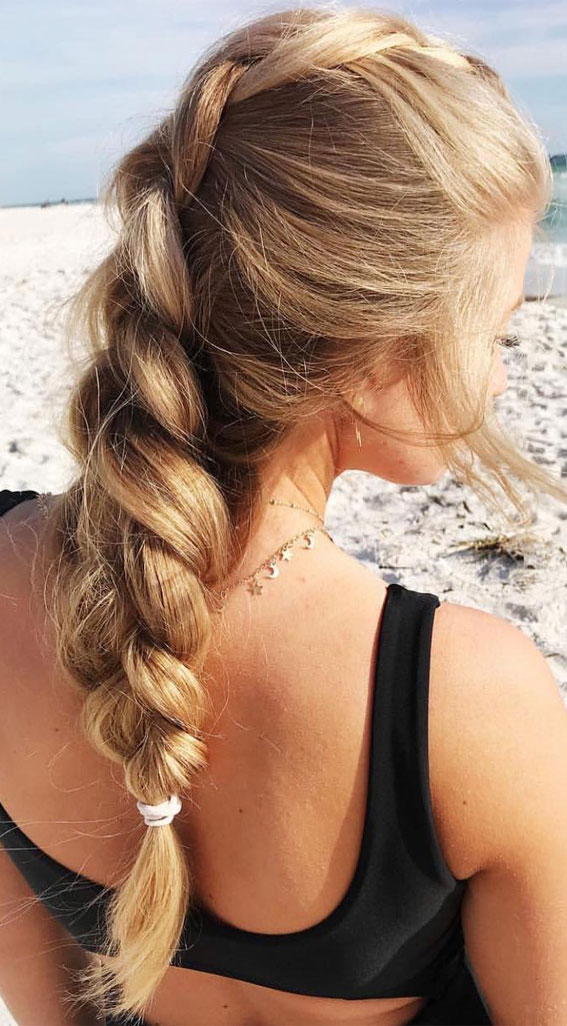 45 Cute Hairstyles for Summer & Beach Days : Simple Beach Braid