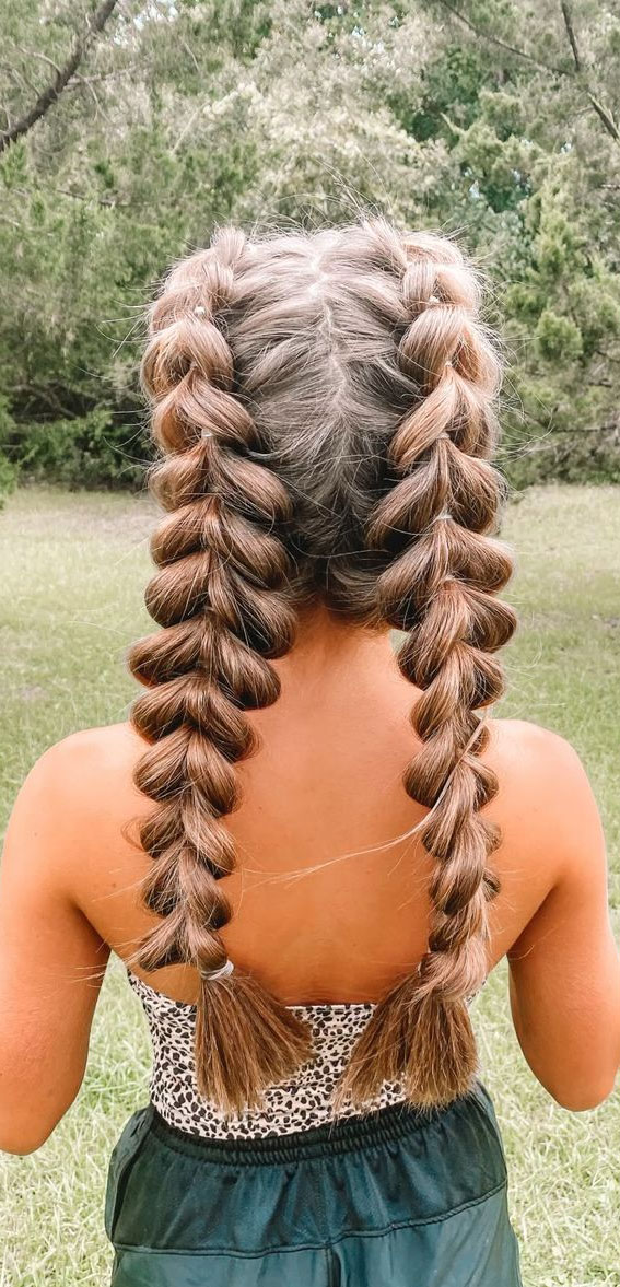 45 Cute Hairstyles for Summer & Beach Days : Pull Through Braids