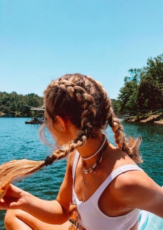 45 Cute Hairstyles for Summer & Beach Days : Double Dutch Braids