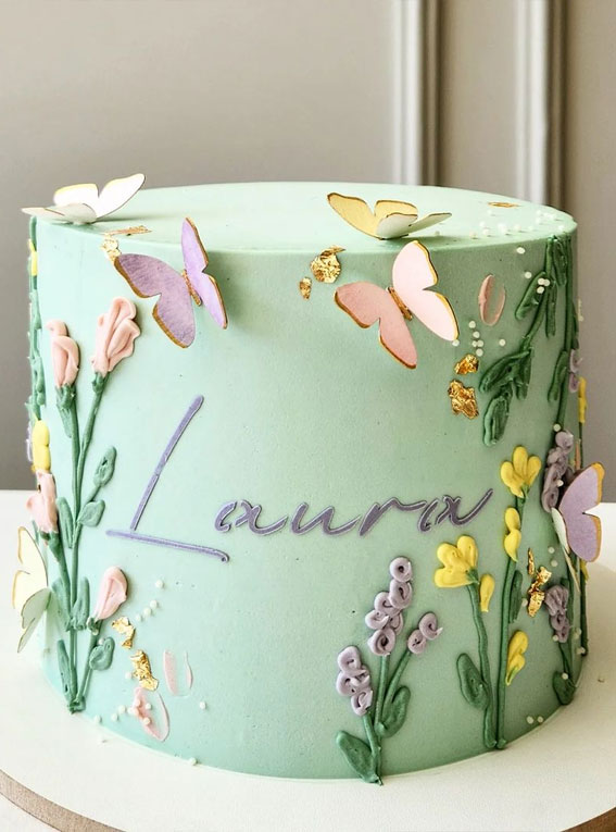 55+ Cute Cake Ideas For Your Next Party : 3D Butterfly Mint Buttercream Cake