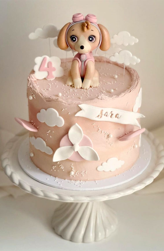 55+ Cute Cake Ideas For Your Next Party : Dreamy Pink 4th Birthday Cake
