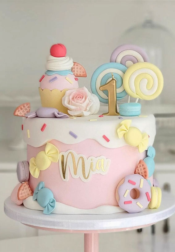 55+ Cute Cake Ideas For Your Next Party : Pastel Cake for 1st Birthday