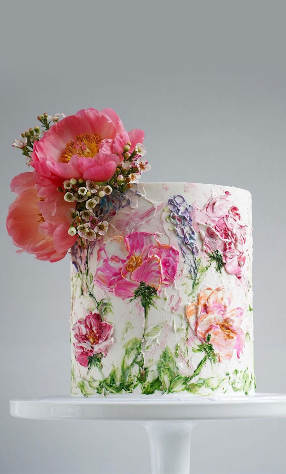 55+ Cute Cake Ideas For Your Next Party : Peony Abstract Painting