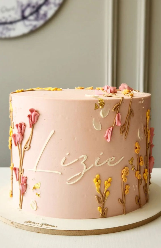 55+ Cute Cake Ideas For Your Next Party : Pink & Yellow Combo