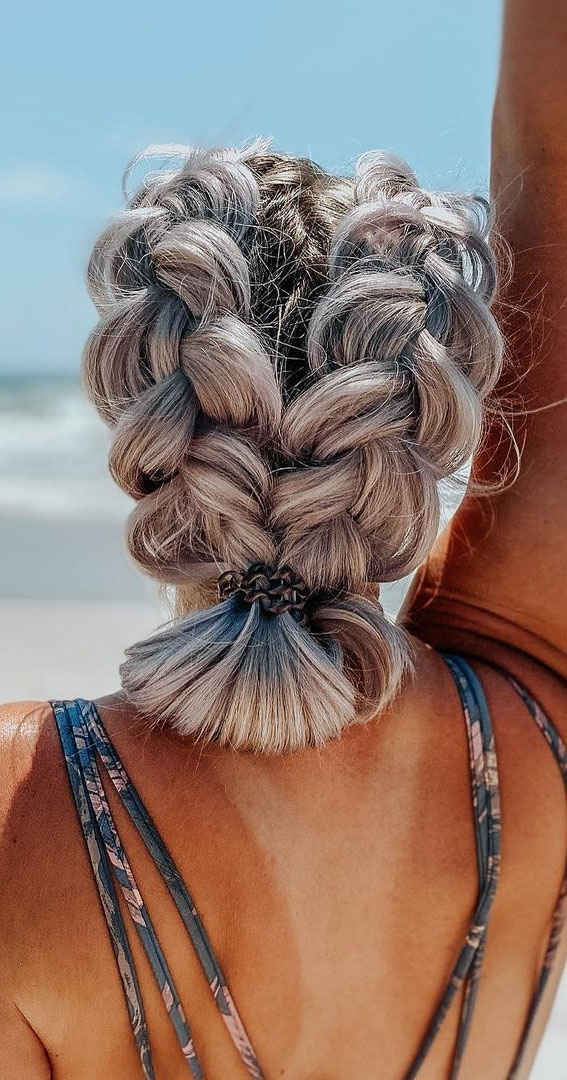 45 Cute Hairstyles for Summer & Beach Days : Beach Braids Bun