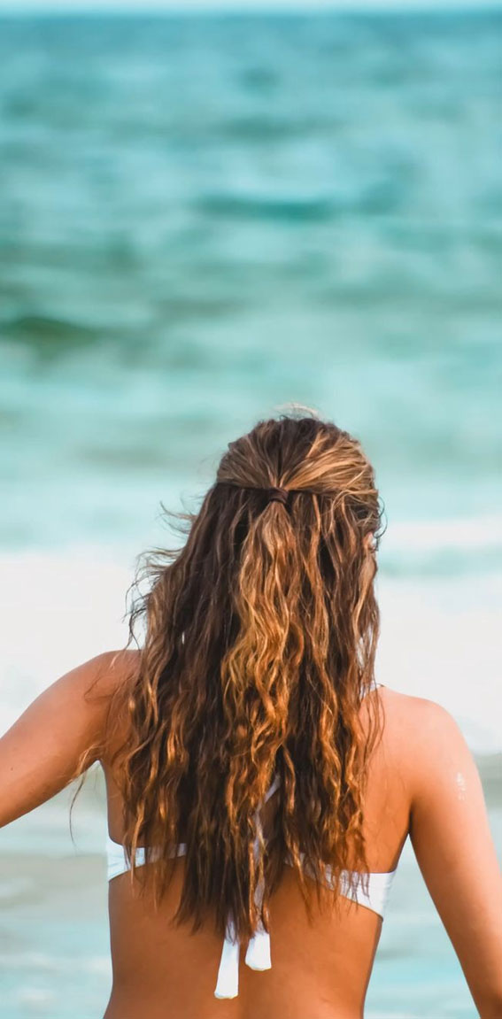 45 Cute Hairstyles for Summer & Beach Days : Simple Half Up Half Down