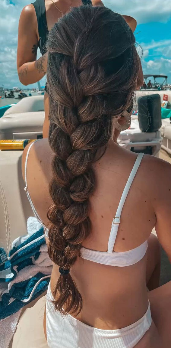 45 Cute Hairstyles for Summer & Beach Days : Simple Chunky Braid