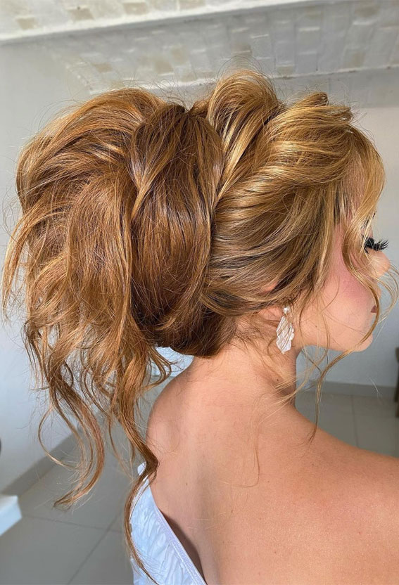 40 Updo Hairstyles Perfect For Any Occasion : Copper Blonde Messy Updo