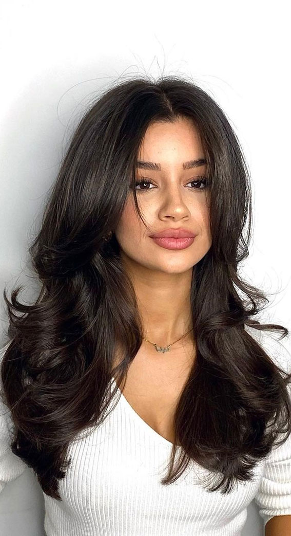 50+ Different Styles of Layered Haircuts : Voluminous Rich Brunette Layers