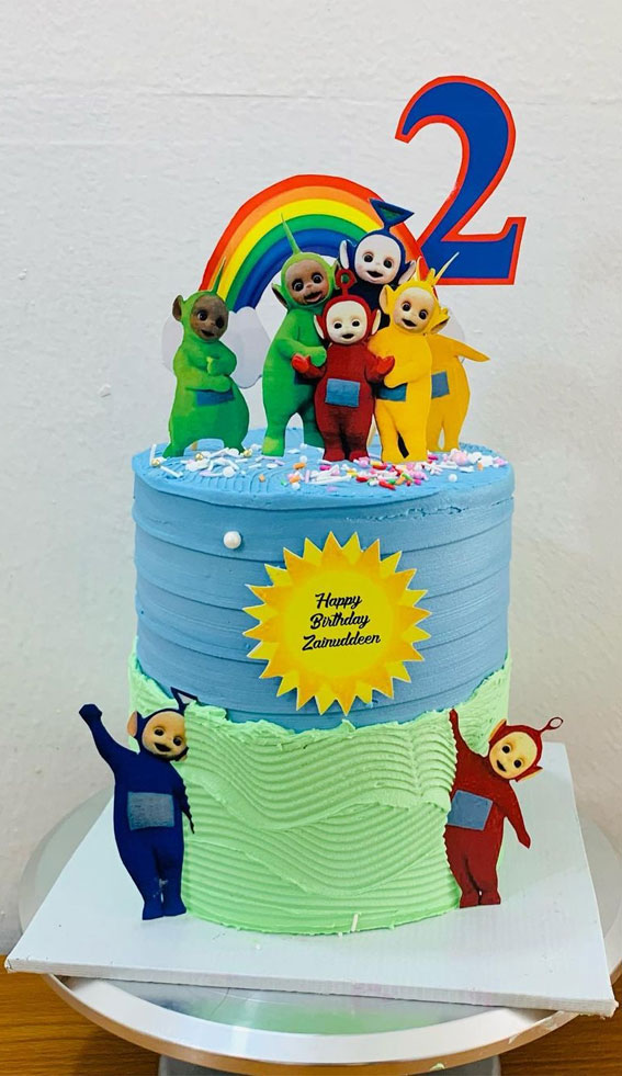 30 Cute Teletubbies Cake Ideas : Blue and Green Cake