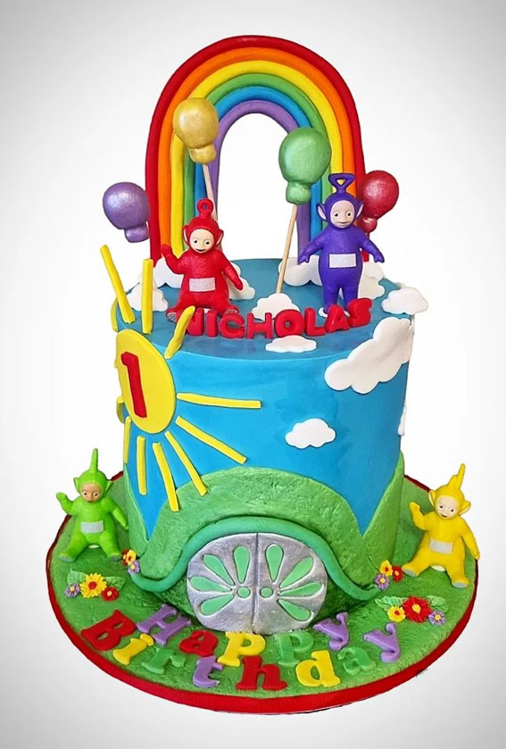 30 Cute Teletubbies Cake Ideas : Bright Blue Cake