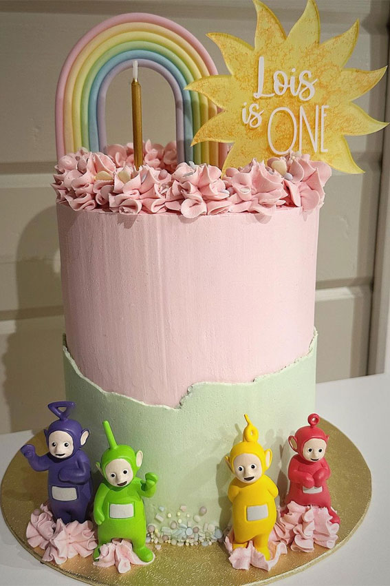 30 Cute Teletubbies Cake Ideas : First Birthday Pink Cake