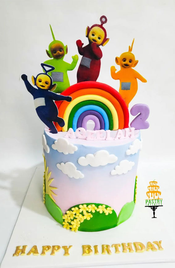30 Cute Teletubbies Cake Ideas : Ombre Sky Teletubbies Cake