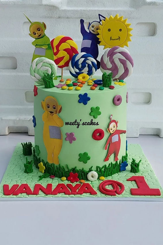 30 Cute Teletubbies Cake Ideas : Green Cake For Baby First Birthday