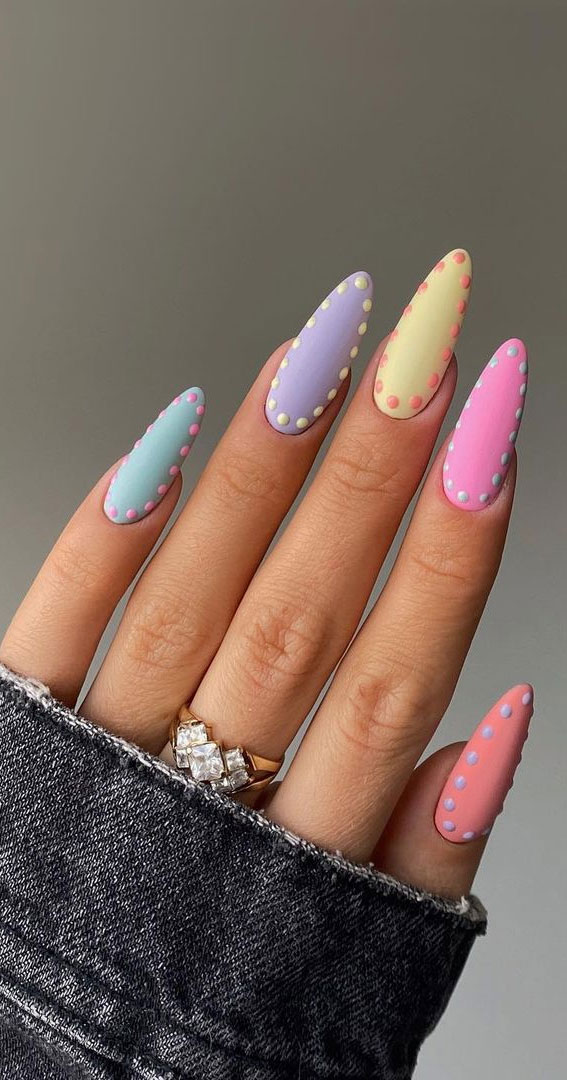 Cute Spring Nails To Inspire You : Pastel Spring Dots