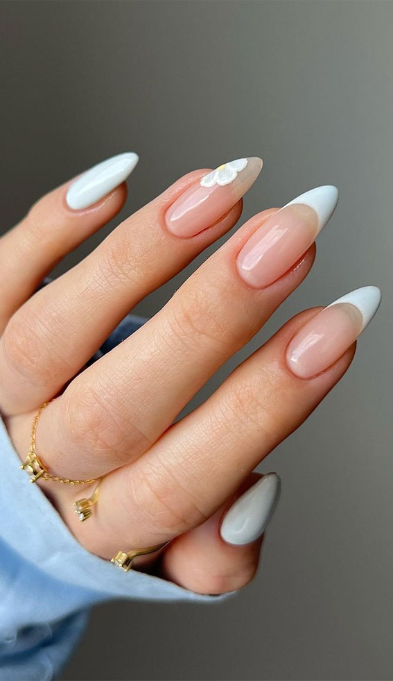Cute Spring Nails To Inspire You : Flower & White French