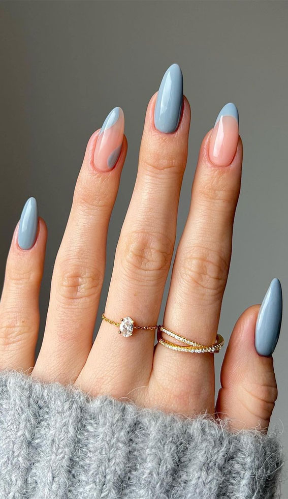 Cute Spring Nails To Inspire You : Blue Negative Space