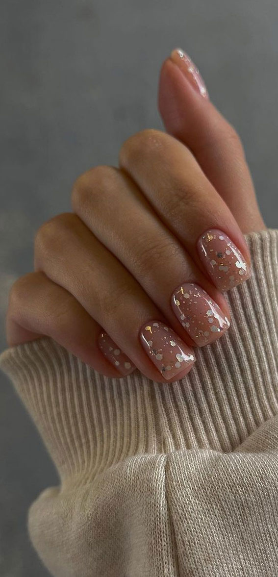Cute Spring Nails To Inspire You : Sparkle Sheer Short Nails