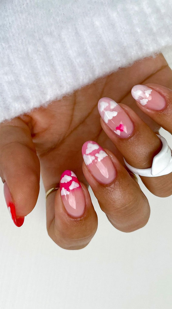 Cute Spring Nails To Inspire You : Ombre Pink + Dreamy Cloud