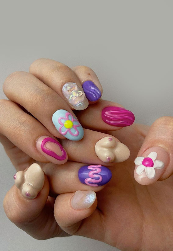 Cute Spring Nails To Inspire You : Mix n Match Kawaii Nails