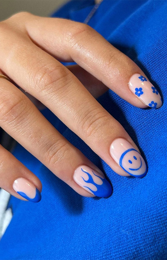 Cute Spring Nails To Inspire You : Blue Pattern Nails