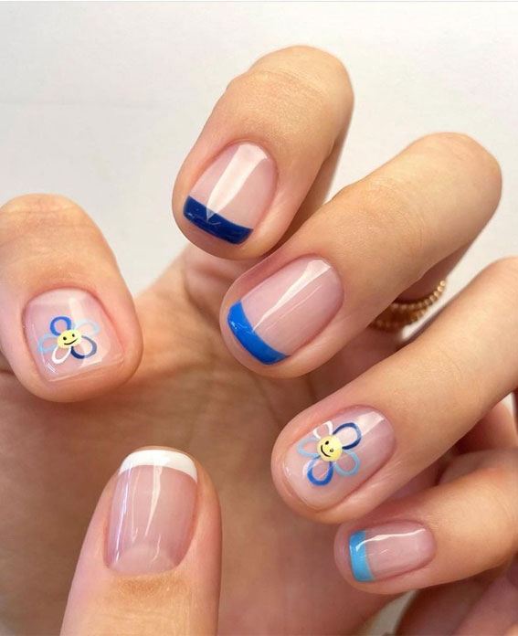 Cute Spring Nails To Inspire You : Shades of Blue French Tips