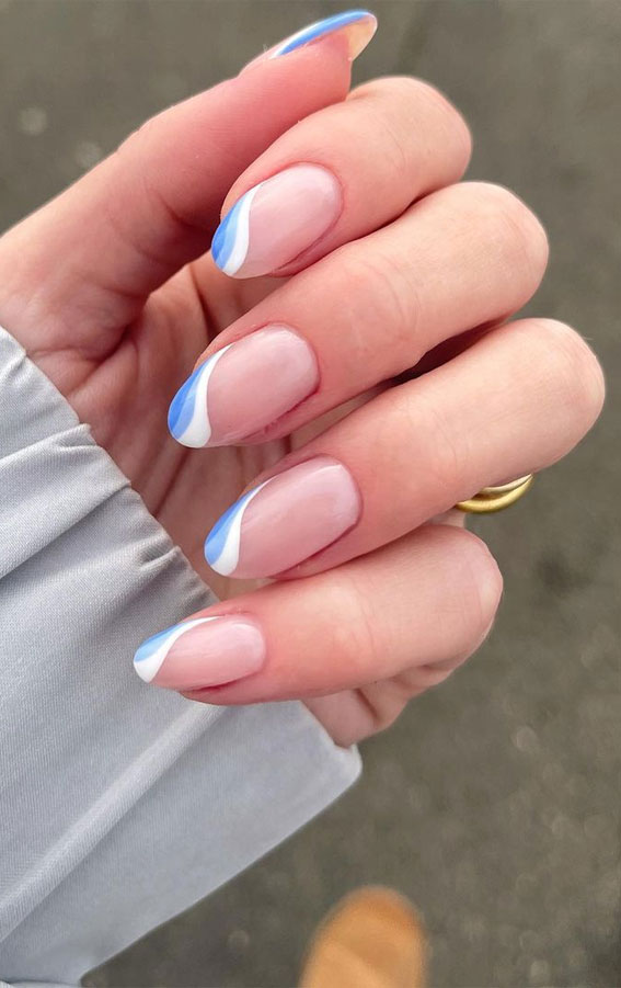 Cute Spring Nails To Inspire You : Shades of Blue Side Tips