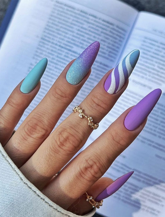 Cute Spring Nails To Inspire You : Ombre Blue and Lilac