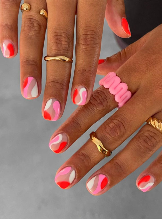 Cute Spring Nails To Inspire You : Pink, Orange and White