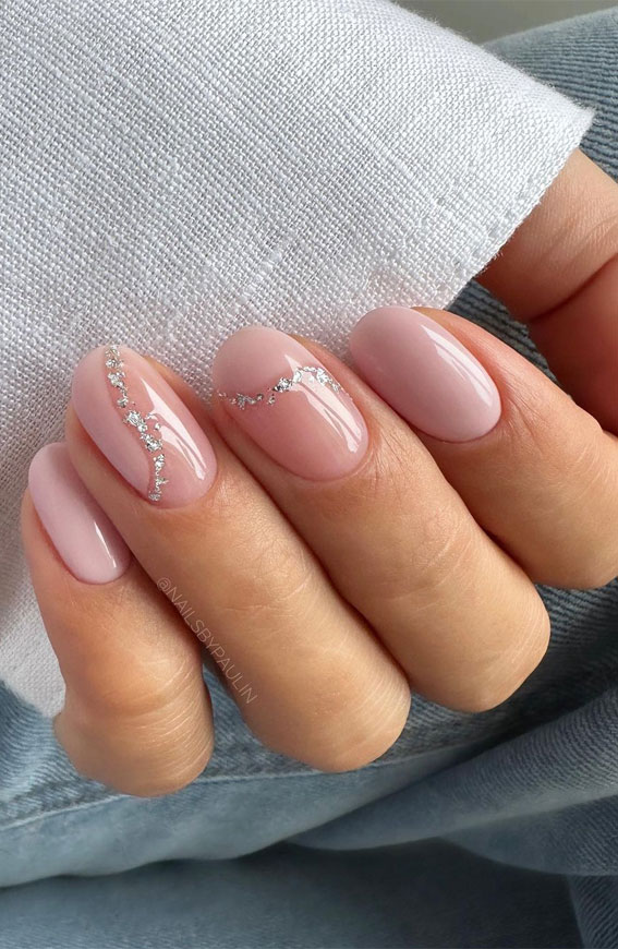 Cute Spring Nails To Inspire You : Silver Swirl Pink Nails