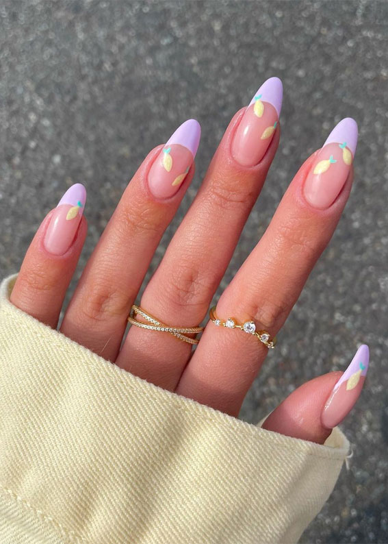 50+ Cute Summer Nails for 2023 : Lemon & French Tips