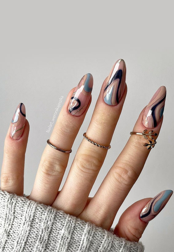 50+ Cute Summer Nails for 2023 : Shiny Black, Dusty Blue & Nude