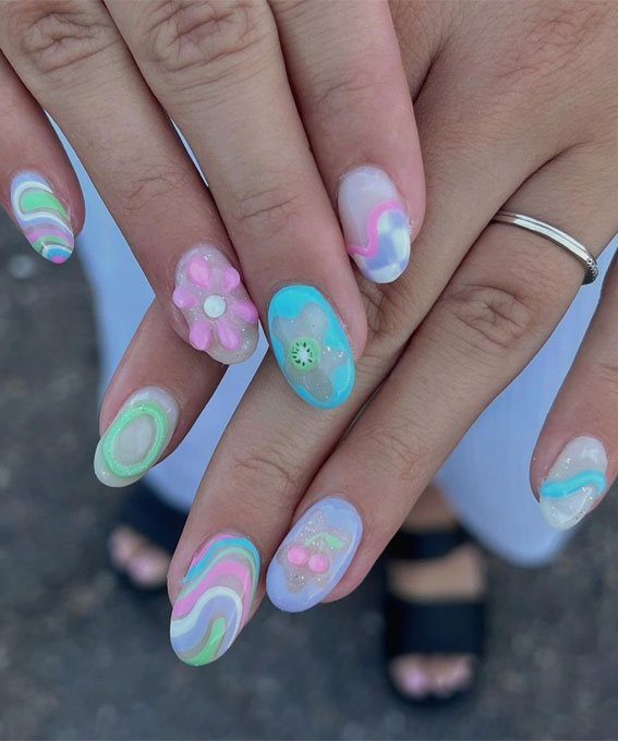50+ Cute Summer Nails for 2023 : Pastel Kawaii Nails