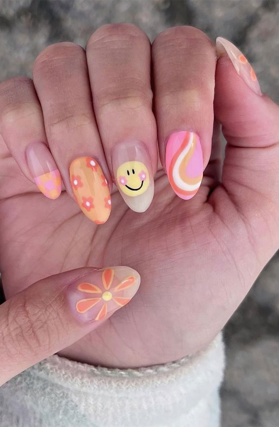 50+ Cute Summer Nails for 2023 : Rainbow, Smiley & Flower