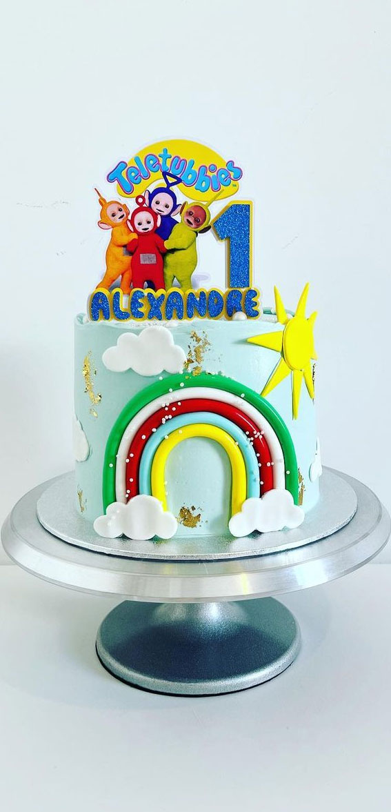 30 Cute Teletubbies Cake Ideas : Blue-Mint First Birthday Cake
