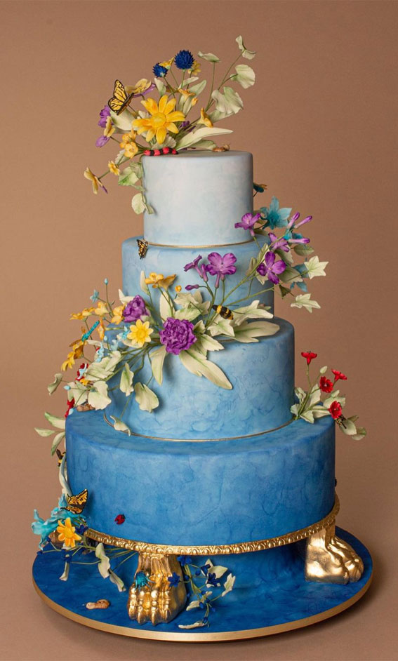 Beautiful 50+ Wedding Cakes to Suit Different Styles : Charming Ombre Blue Cake