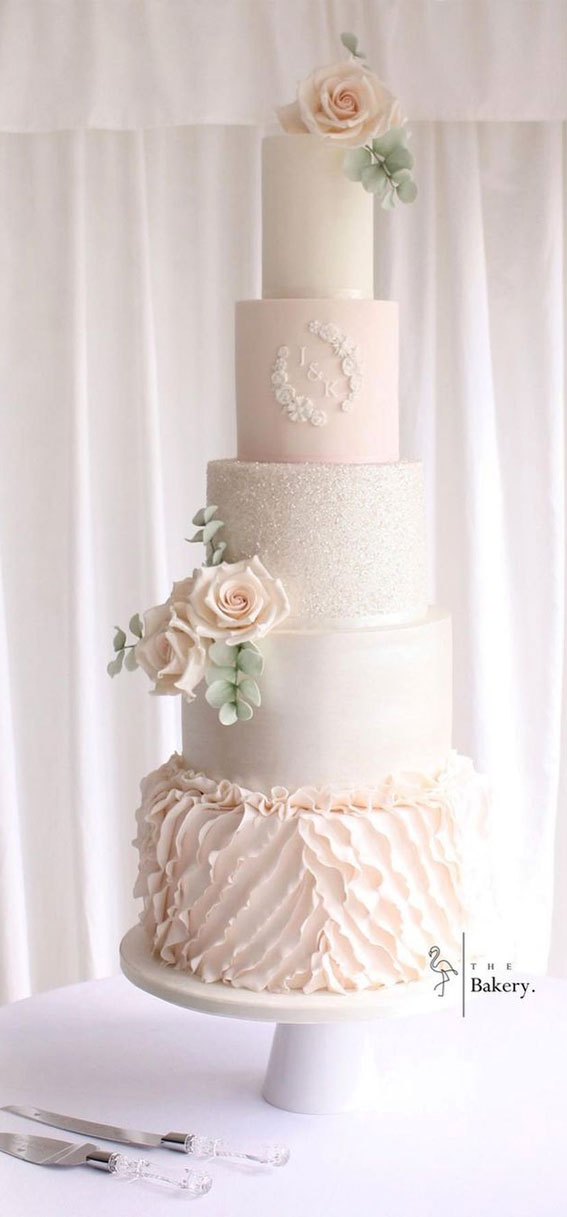 Beautiful 50+ Wedding Cakes to Suit Different Styles : Blush Pink & White Cake