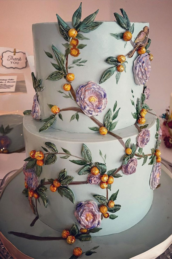 Beautiful 50+ Wedding Cakes to Suit Different Styles : Lavender Coloured 3D Sugar Floral