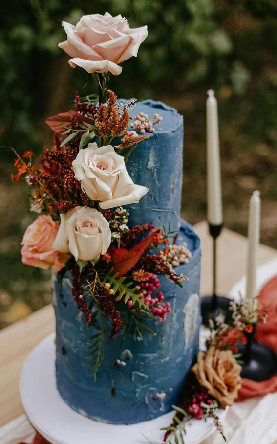 Beautiful 50+ Wedding Cakes to Suit Different Styles : Romantic, Floral, Blue Cake