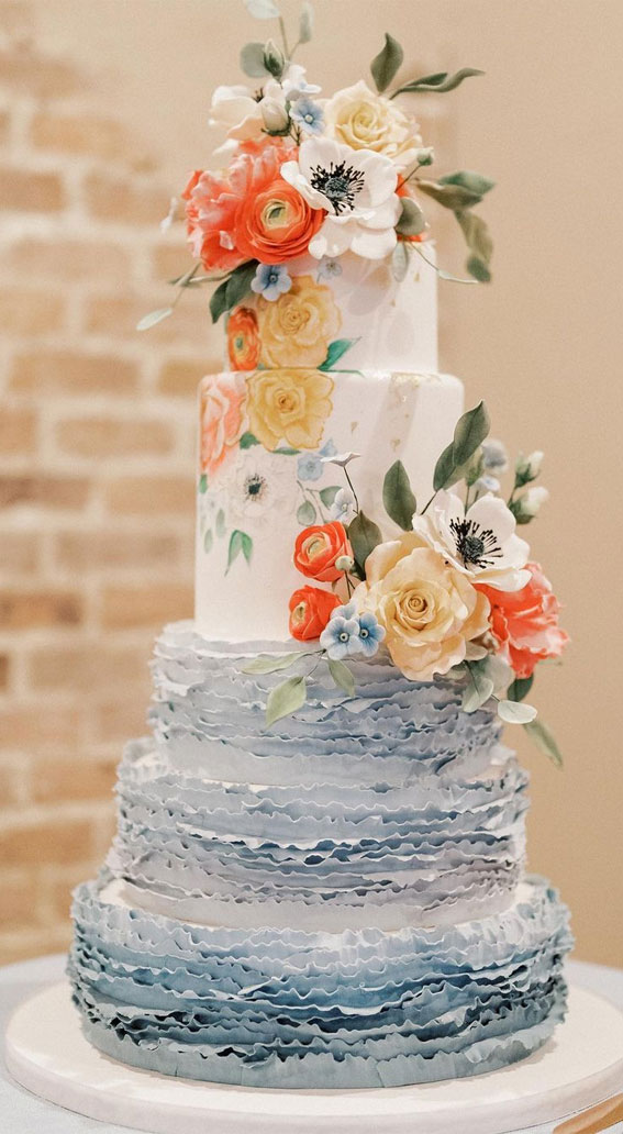 Beautiful 50+ Wedding Cakes to Suit Different Styles : Ombre Ruffle Cake