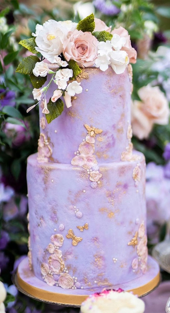 Beautiful 50+ Wedding Cakes to Suit Different Styles : Opulence Lilac Cake