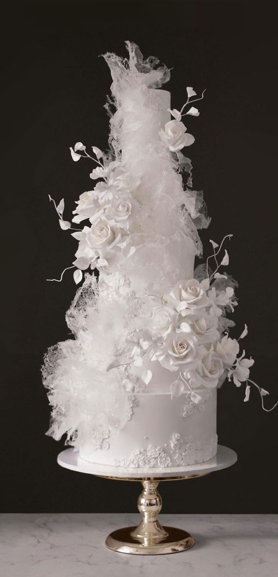 Beautiful 50+ Wedding Cakes to Suit Different Styles : Dreamy White on White Textured Cake
