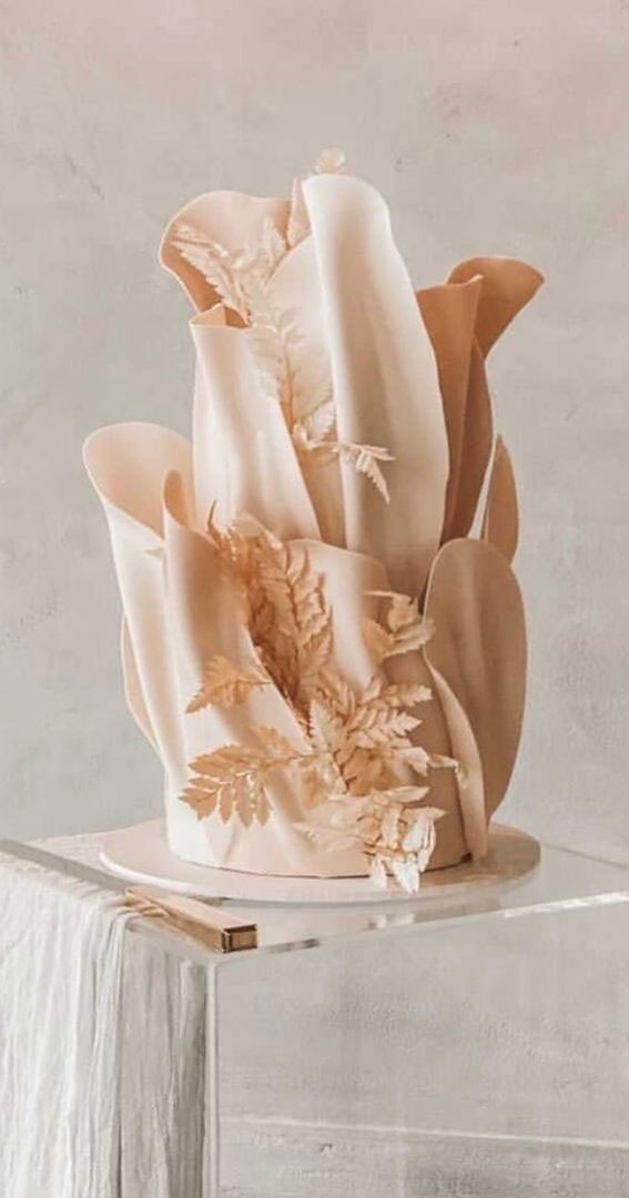 Beautiful 50+ Wedding Cakes to Suit Different Styles : Soft Neutral Tone Cake