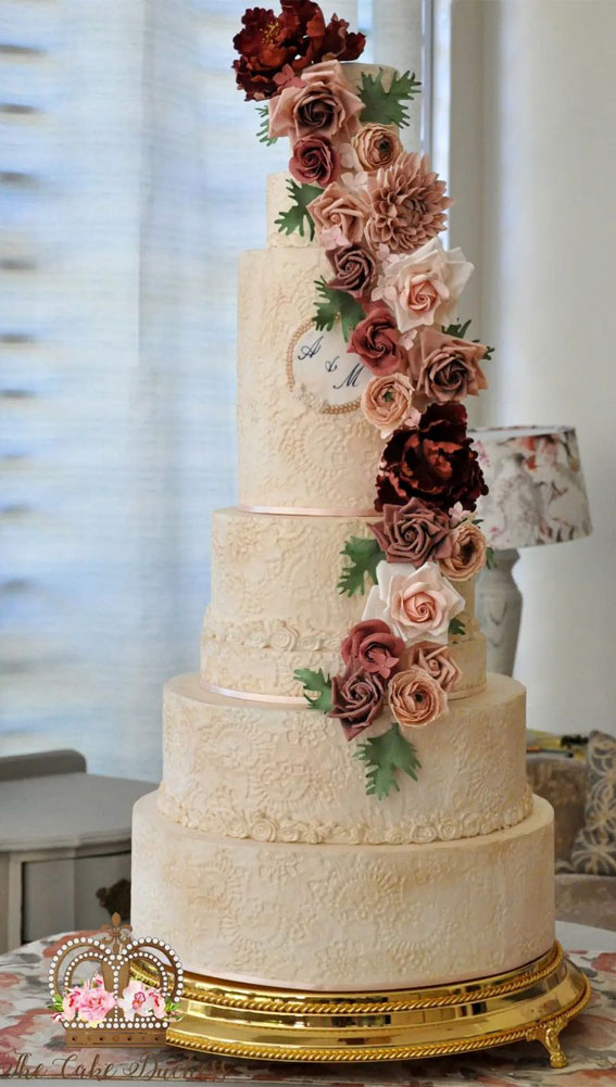 Beautiful 50+ Wedding Cakes to Suit Different Styles : Lace, Vintage & Sugar Flowers