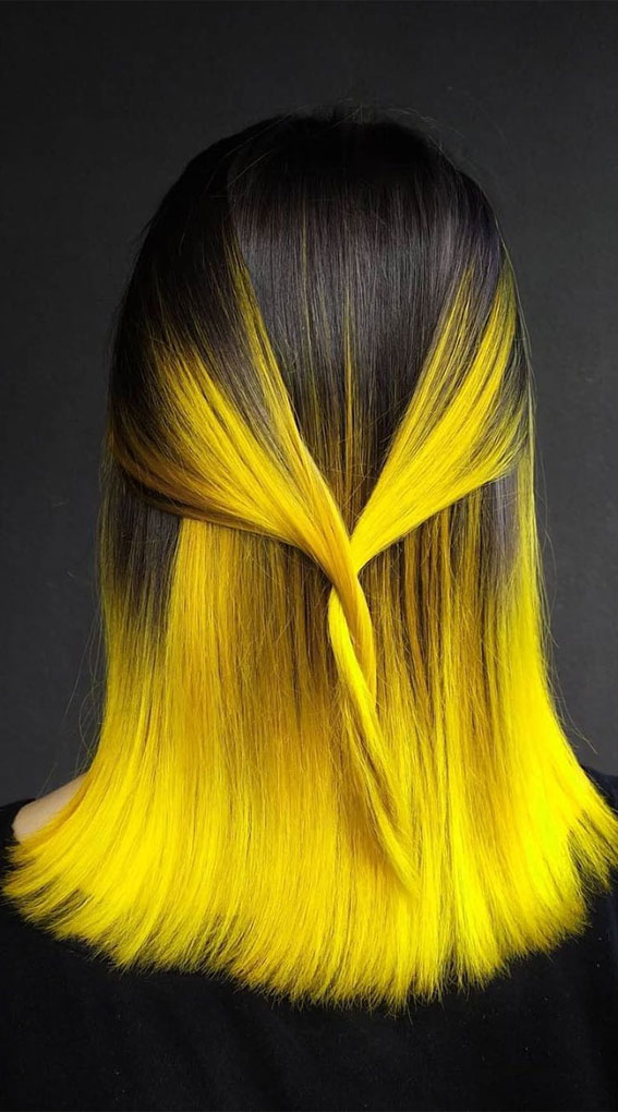 25 Creative Hair Colour Ideas to Inspire You : Brunette To Bright Yellow