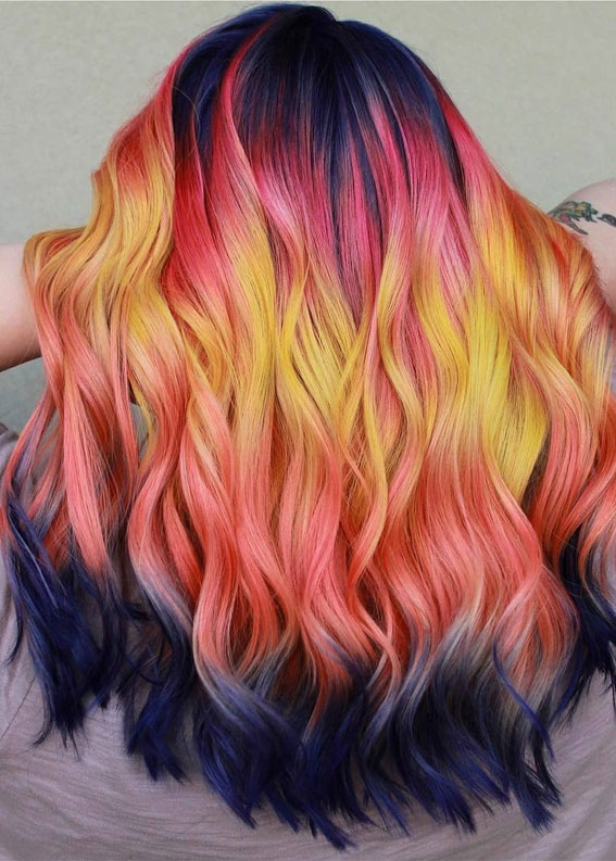 25 Creative Hair Colour Ideas to Inspire You : Pink, Peach & Yellow