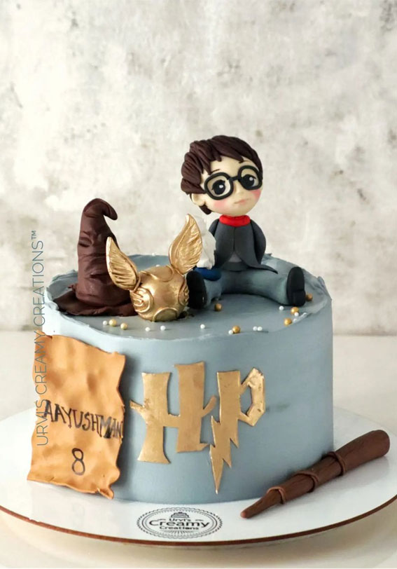 40 The Magical Harry Potter Cake Ideas : Blue Harry Potter Cake for 8th Birthday
