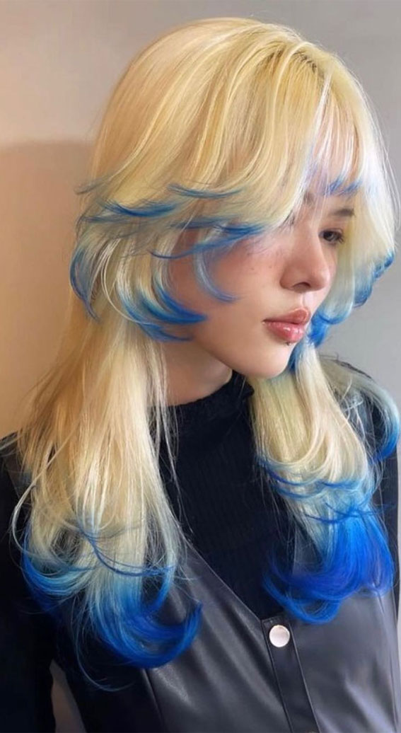 20 Unconventional Hair Color Ideas to Make a Statement : Blonde with a touch of Eletric Blue